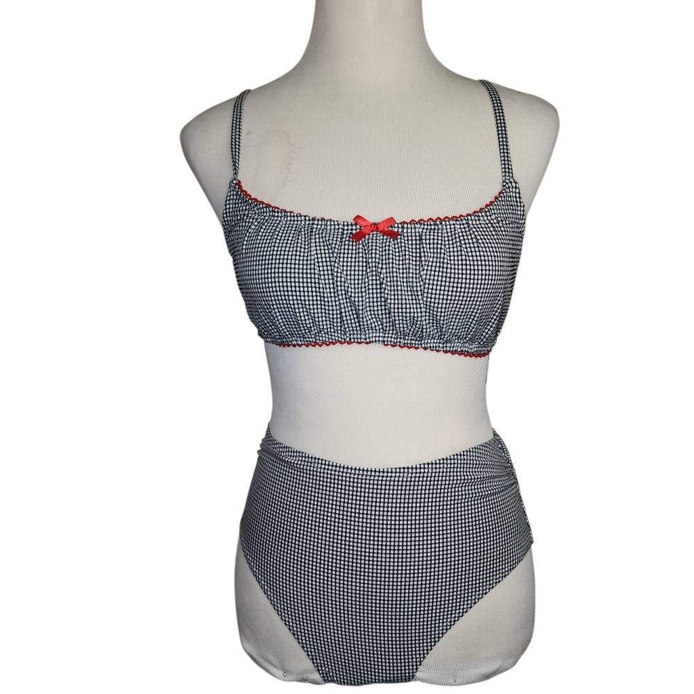 Decree 2PC Bikini High-Rise Swimwear SMALL Removable Cups Adjustable Straps NWT
